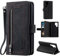 EYZUTAK Handyhülle für Samsung Galaxy S23 Ultra,Flip Case Lederhülle Reißverschluss Magnetverschluss Brieftasche mit 9 Kartenfächern Standfuntion Retro Matt Ledertasche-Schwarz