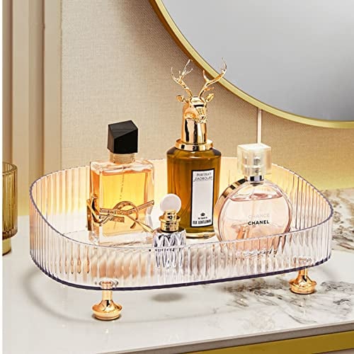 Bandeja de Maquillaje, Organizador de Maquillaje, Bandeja de Perfume, Organizador de Cosméticos de la Encimera del Baño (Transparente)