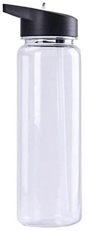 Bouteille d'eau transparente avec paille pour adulte, bouteille d'eau esthétique avec paille, bouteille d'eau de sport avec couvercle rabattable pour course à pied, vélo, école, transparent