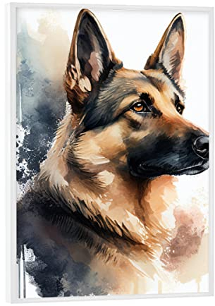 artboxONE Poster mit weißem Rahmen 18x13 cm Tiere Deutscher-Schäferhund - Bild Deutscher schäferhund
