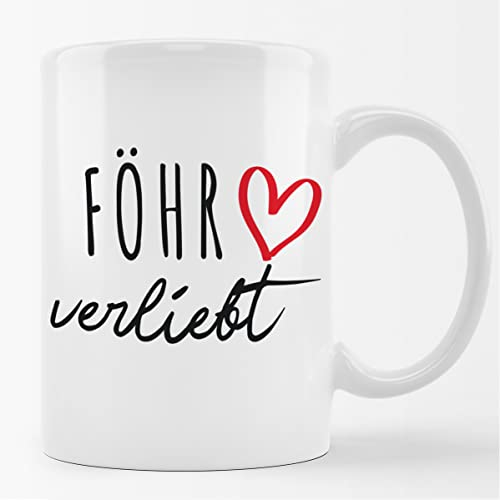 Huuraa Kaffeetasse Föhr verliebt Keramik Tasse 330ml mit Namen deiner Lieblingsinsel