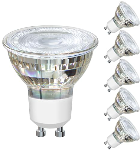 EXTRASTAR Ampoules LED GU10, 5W équivalent ampoule traditionnelle 60W, 425 Lumens Blanc Chaud 6500K, Ampoules Spot LED GU10 en Verre, 38° Angle de faisceau, Lot de 6