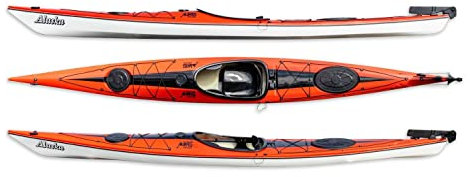 WIG Kayaks Kajak Alaska in GFK Material, Rot/Weiß - Unterschiff Weiß, 505 cm x 54 cm, 23 kg, 85-105 kg Paddlergewicht, 84 x 46 cm Lukengröße, Wahlweise mit Skeg oder Ruder