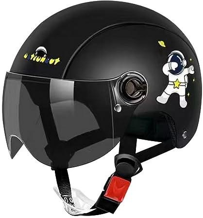 ACMEDE Jethelme Rollerhelm Sturzhelm Cartoon Chopper Helm Teenager Kinder Roller Helm mit Visier Scooter Helm Mofa Helm Fahrradhelm Jethelm Roller Helm 54-60CM