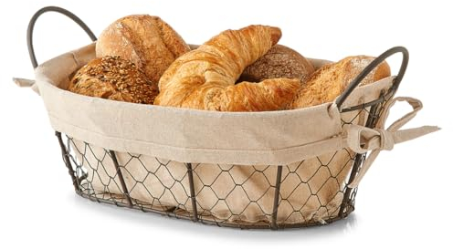 Brotkorb/Obstkorb mit waschbarem Stoffeinsatz, 30 x 21 x 11 cm