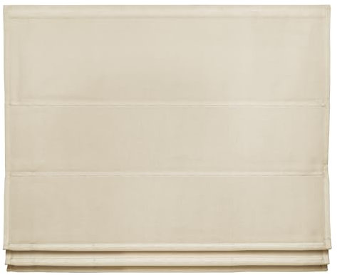 Easydeco - Faltrollo mit Stäben, Leinen, Easyfix-Option ohne Bohren, Beige, 100 x 180 cm