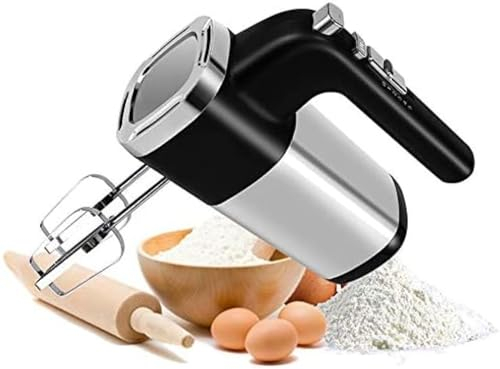 Sbattitore Elettrico Professionale da 500 W, Potente Frusta A 7 velocità, Include Fruste E Ganci per Impastare per La Cottura in Cucina, Torte, Crema All'uovo, Nero,Nero,outstanding78