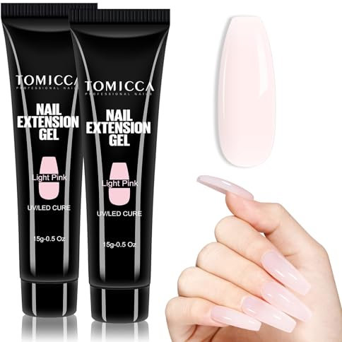 TOMICCA Acrylgel Für Nägel Blassrosa Set, 2 * 15g Quick Extender Polygel, Building Acrylic Nagelgel Nagelverlängerungs Für Gelnägel Lang Anhaltend&Natürlicher Look Für Anfänger & Salon-Profis