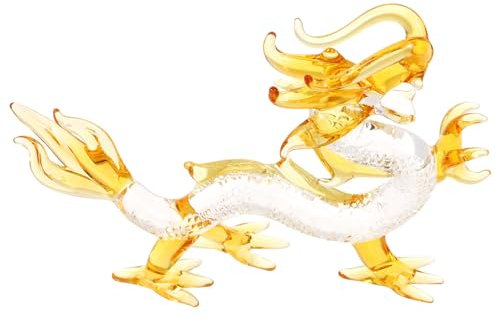 STOBAZA Statue De Dragon en Cristal Sculpture De Dragon en Verre Soufflé À La Main Figurines De Mascotte De Dragon Chinois Figurines De Collection d'animaux Feng Shui pour Le Bureau À