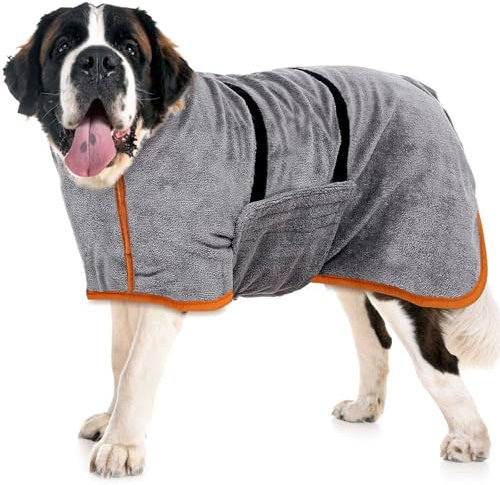 Hundebademantel Für Große Hunde，Hunde Bademantel Grosse ，Mit Klettverschluss, Gute Wasseraufnahmewirkung (XL-Größe)