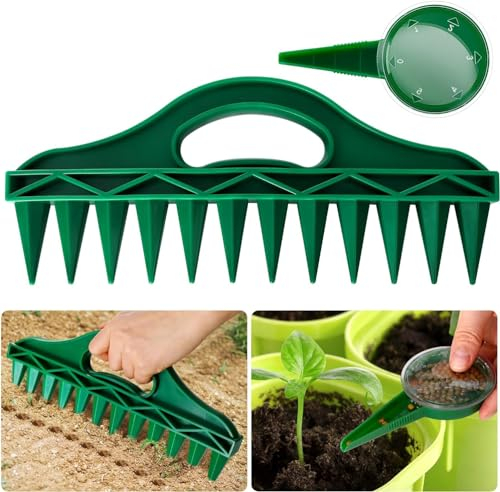 MUSLONG Pack of 2 Seed Dispenser for Sowing, Adjustable Garden Hand Planter, Seeder Tool Set, Portable Hand-Held Seed Distributor, Ideal for Small Flower and Vegetable Seeds (2 Pieces)