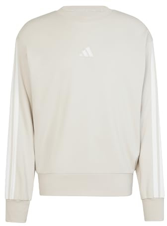adidas Men's ESSENTIAL THREE STRIPES FRENCH TERRY SWEATSHIRT, Wonder Alumina/White, S
