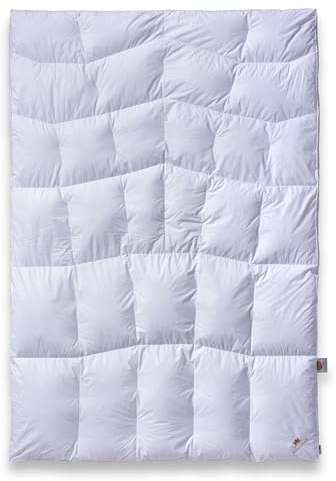 SCHLAFKÖNIG Daunendecke 155 x 220 100% Neue Daunen. Winter Bettdecke extra warm mit BodyComfort-S Körperzonen für erholsamen Schlaf, Made in Germany
