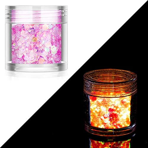 hgnxa 1/12 Box Glow in The Dark Craft Glitter Holographic Glow Glitter for Tumbler Resin Epoxy Nail Arts