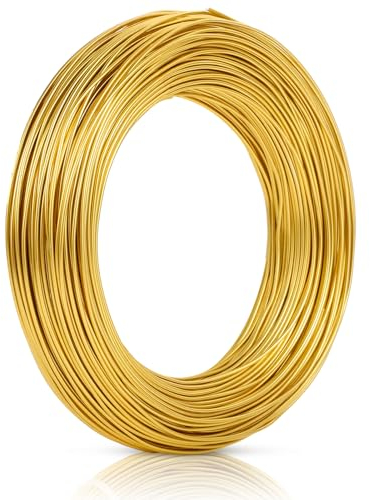 Alambre Dorado para Manualidades y Joyería - 50 m x 1 mm, Aluminio Inoxidable para Modelar y Bisutería