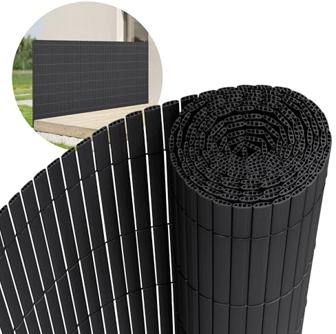 ECD Germany Filet de Protection Visuelle PVC 120x300 cm, Anthracite, Brise-Vue Triple Renforcement, Pare-Vent, Canisse Opaque Étanche/Résistant aux UV, Natte Cache-Clôture pour Jardin Balcon Terrasse