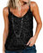 AirMood Frauen Sexy U-Ausschnitt Sparkle Shimmer Tank Westen Pailletten Tops Disco Pailletten Tank, Schwarz, XL