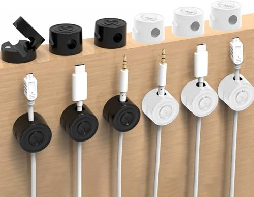 12 Stück Kabelhalterung Ladekabel Halterung, Kabelhalter Wand, Kabelhalter Selbstklebend, für Schreibtisch, Nachttisch, Ladekabel Audio-Kabel Büro Haus(Schwarz&Weiß)