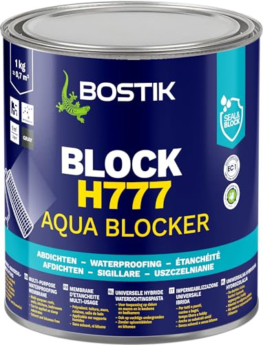 BOSTIK Block H777 Aqua Blocker 1kg | Universalabdichtung und Feuchtigkeitssperre - Optimal geeignet für die Innen - und Außenanwendung - Lösemittel - Grau