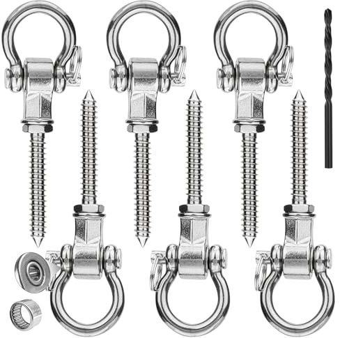 Dakzhou 6 Heavy Duty Swing Hangers Permanent Anti Rust Bearing, 1500 LBS, 180° Swing Hardware, Swing Frame for Yoga Hammock Chair sandbag Playground Accessories