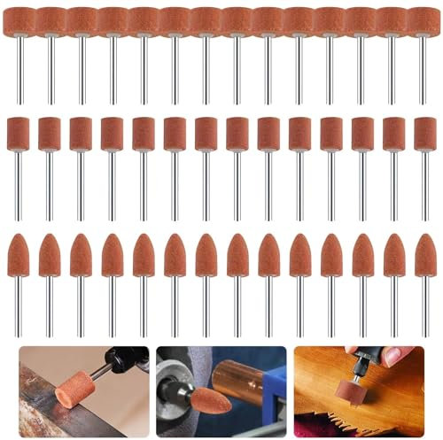 42 Stück Korund Schleifspitze Set, Schleifscheibenkopf, 1/8 Zoll Schaftgröße, Dremel Schleifaufsätze für Akkuschrauber zur Verwendung auf Edelsteinen, Glas, Metall und Holz