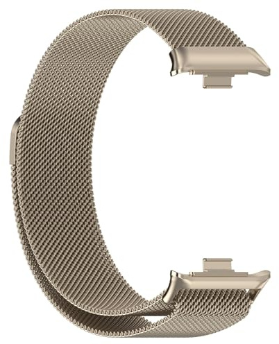 SERDAS Edelstahlgurt für Redmi Watch 4 Uhrenband Milanese Loop Magnetic Armband für Xiaomi Mi Band 8 Pro -Armband Accessorie Watchbänder(Retro gold)