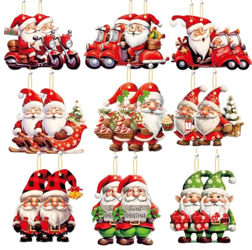 Fegtrtyoa 18PCS Christmas Wooden Pendant Wooden Small Hanging Christmas Tree Hanging Oranment Handmade DIY Pendants B