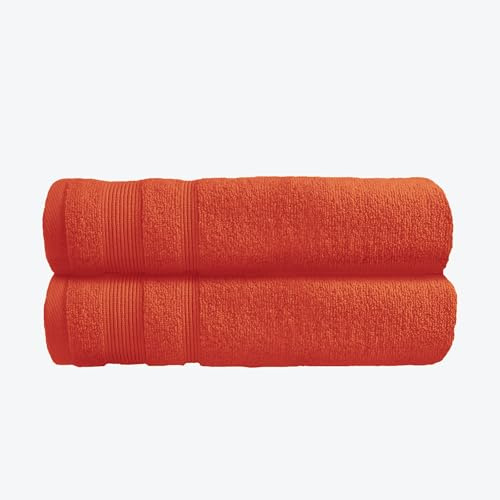 Allure Zero Twist Bath Towel Set for Bathroom, Pack of 2, 70 x 120cm, 100% Egyptian Cotton (Terracotta)