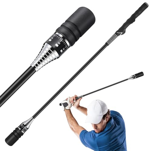 Beauyist Adjustable Speed Golf Swing Trainer - Right-Handed Click Stick Golf Grip Trainer | Practice & Pre-Round Warm-Up Golf Training Aid