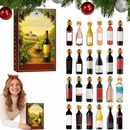 Wein Adventskalender 2025,Wine Advent Calendar 2025,24 Tage Weihnachts-Adventskalenderboxen, A Daily Tasting Trip Thanks To The Varied Aromas of Wines-A