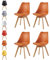 mcc direct Esszimmerstühle im 4er Set Küchenstuhl Bürostuhl Lounge Stuhl Designer Schalenstuhl Eva (Orange)