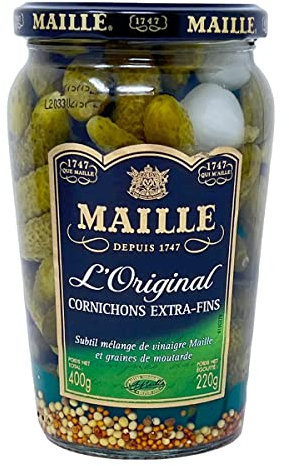 Maille Mini Gurken Cornichons Extra fein: Köstliche Delikatesse aus Frankreich - 400 Gramm