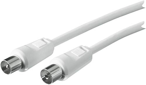 SCHWAIGER Antennen Anschlusskabel 90 dB, 10,0m, weiß, IEC Stecker > IEC Buchse, 2-fach Schirmung, 75 Ohm, digital, HDTV, DVB-C/DVB-T2