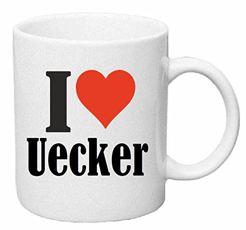 Reifen-Markt Kaffeetasse I Love Uecker Keramik Höhe 9,5cm ? 8cm in Weiß