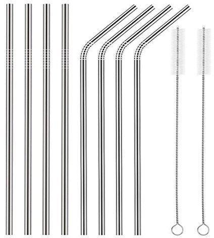 pailles en acier inoxydable Lot de 8, réutilisables pailles en métal avec brosses de nettoyage pour 567 gram Yeti Rtic Gobelet Rambler Tasses
