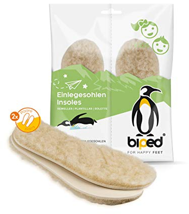 biped 2 Paar Kinder Lammwollsohlen - Extra dicke Wintersohlen - Wärmende Einlegesohlen für alle Kinderschuhe und Stiefel z1021(26-27)