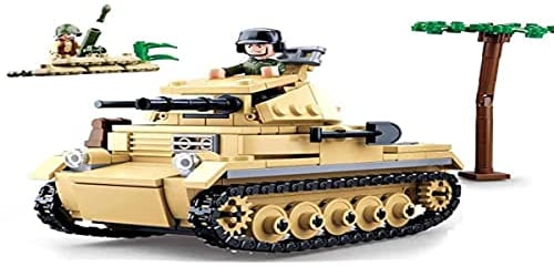 Sluban Klemmbausteine SL95562, WWII - Leichter Dt. Panzer (356 Teile) [M38-B0691], Spielset, Klemmbausteine, Soldaten, mit Spielfigur, Army WWII, Multi Color