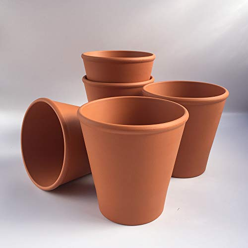 Weston Mill Pottery - [ROS12 Terracotta Long Tom Plant Pots (pack of 5) 12cm W x 12cm H [