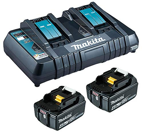 Makita Power Source Kit Li 18V 2x 4Ah Akkus + Doppelladegerät