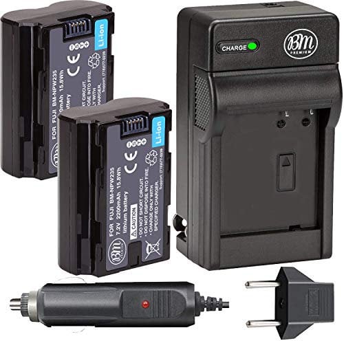BM Premium 2 Pack of NP-W235 Batteries and Battery Charger for Fujifilm X-S20, X-H2S, GFX 50S II, GFX 100S, Fujifilm X-T4 X-T5 Camera, VG-XT4 Vertical Battery Grip