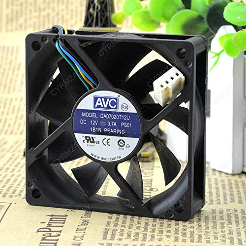 Compatible for AVC DA07020T12U 12V 0.7A 7cm 4-Wire 7020 temperature control CPU fan