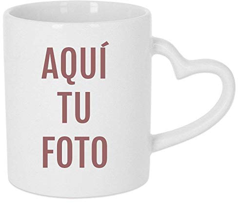 AR Regalos Taza con asa de corazón Personalizada con Foto