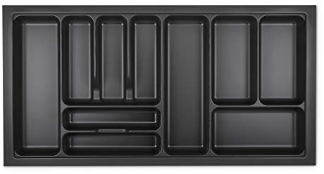 Orga-Box VIII Besteckeinsatz 911 x 480 mm Lavagrau mit Perlstruktur für 100er Schränke in Häcker Küchen Besteckaufbewahrung