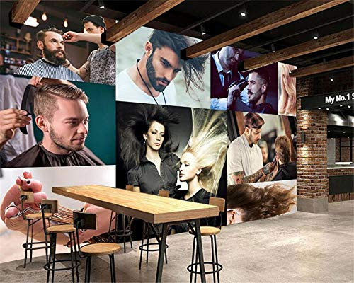 Personnalisé 3D Papier Peint Individualité Charme Créatif Salon De Coiffure Salon De Coiffure Papier Peint Mur Fond 3D Papier Peint,200 * 140Cm