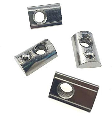 Aluminium-Profil-Zubehör, 5 Stück, Roll-In-Federkugeln, T-Nut-Mutter, Karbonstahl, halbrund, Rolle in Feder, T-Nut-Mutter mit M4-Gewinde.
