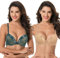 Curve Muse Women's Plus Size Add 1 and a Half Cup Push Up Underwire Lace Bras -2PK-Dk Green,Nude-46D (EU:105D)
