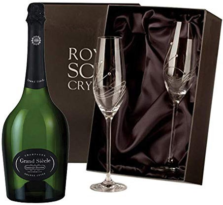 Laurent Perrier Grand Siecle MV Champagne with 2 Royal Scot Diamante Flutes 75cl 12% abv