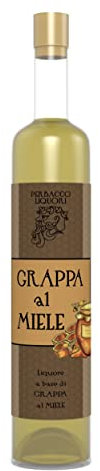 Grappa al miele | Grappa di vinacce piemontesi dell'astigiano e miele italiano di acacia, artigianale - 50cl