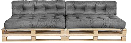 MAKOSAS Palettenkissen | Palettenpolster | Palettenauflagen | Palettenpolster | Palettenmöbel | Palettensofa Sitzkissen Set (4er Set (2 * 120x80 cm + 2 * 120x40 cm))