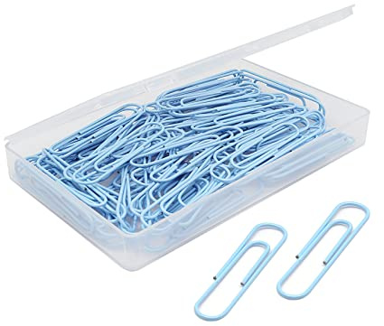 Büroklammern, große Büroklammern, Jumbo, 50 mm, glatt, 100 Stück/Box (hellblau)